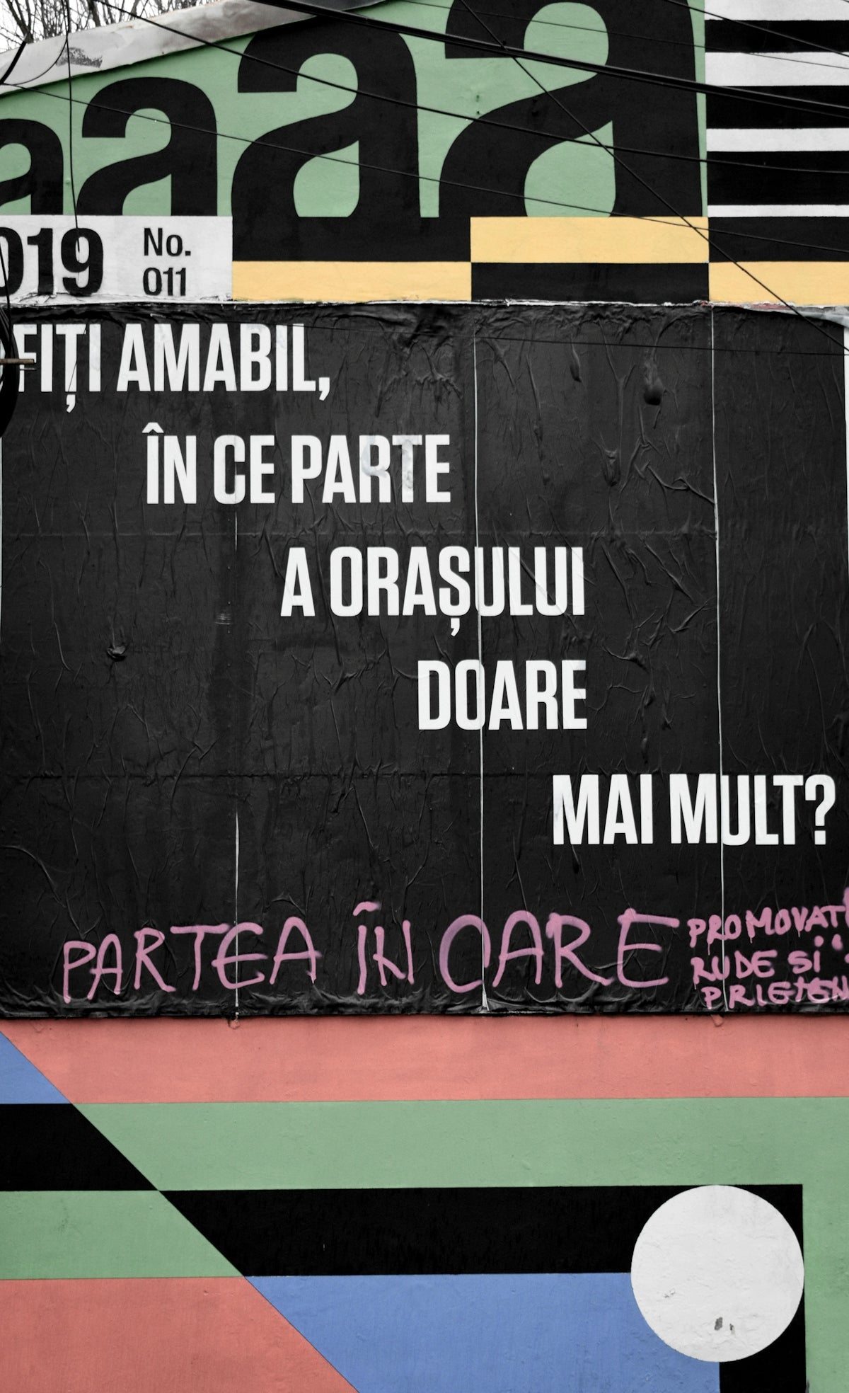 Text on a black background with geometric patterns