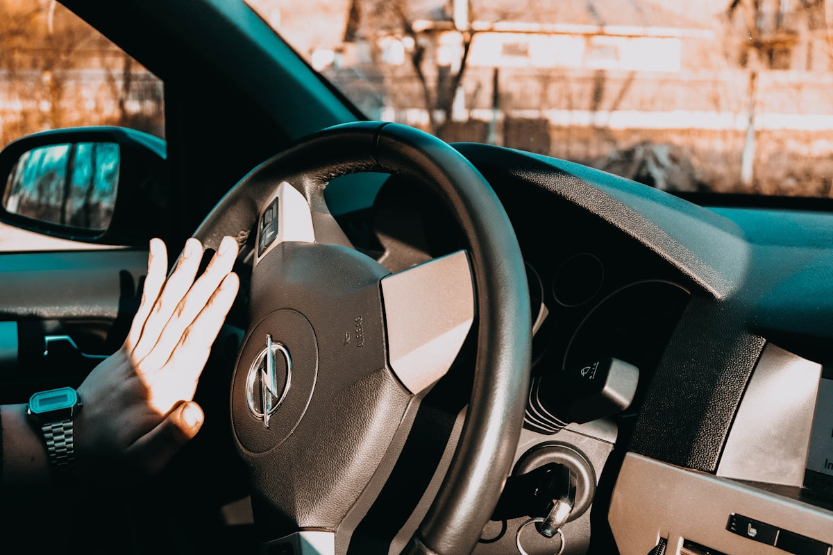 a person driving a car